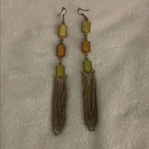 Elegant Gold and Orange Dangle Earrings